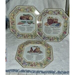 Vintage Avon Recipe Metal Tin Tray Plate Wall Hanging from Avon 1982. Set of 3!.